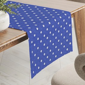 Biante Dekoračný behúň na stôl Leona LN-022 Biele bodky na sýto modrom 35x140 cm