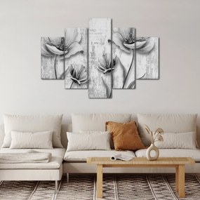 Obraz - Čiernobiele kvety na pozadí (150x105 cm)