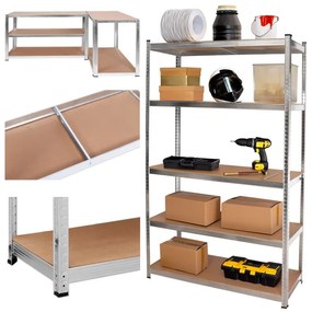 Regál 205x120x45 cm strieborný