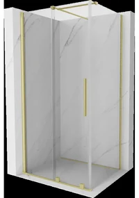 Mexen Velar sprchová kabína, posuvné dvere 130 x 90 cm, Priehľadné, Zlatá kefovaná- 871-130-090-01-55