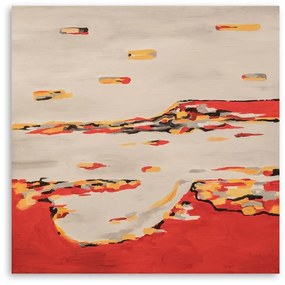 Obraz na plátně Abstrakce béžová červená - 30x30 cm