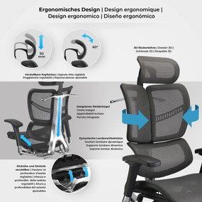 Kancelárska stolička Norfolk Ergonomic - Sivá