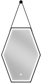 Mexen Orla, LED kúpeľňové zrkadlo s podsvietením a čiernym rámom 50x70 cm, 6000K, ochrana proti zahmlievaniu, 9815-050-070-611-70