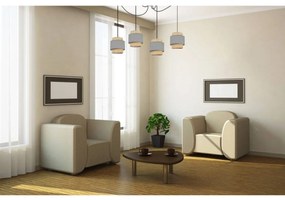 Závesné svietidlo Boho Spider, 4x jutové/sivé textilné tienidlo