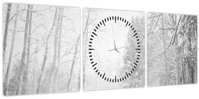 Obraz - Drevené mólo v zime (s hodinami) (90x30 cm)