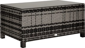Záhradný bočný stolík Outsunny - Kávový stolík - Poly ratan - Sivý - 85 x 50 x 39 cm | Aosom