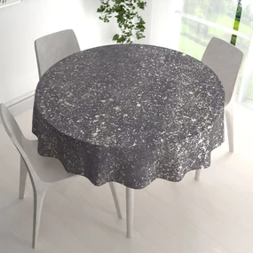 Biante Veľký zamatový okrúhly obrus Isabela IBL-004 Gold Design tmavo sivý Ø 180 cm
