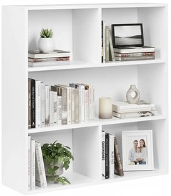 ModernHome Moderná stojaca knižnica do obývačky a spálne 3 úrovne biela ModernHome