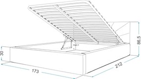 GM Čalúnená manželská posteľ s úložným priestorom Gabina - sivá Rozmer: 160x200