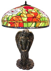Vitrážové lampa Tiffany s anjelom Fabienne - Ø 57 * 83 cm E27 / max 3 * 60W