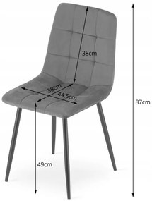 Set štyroch jedálenských stoličiek KARA zamatové, tmavozelené / hnedé nohy (4 ks)