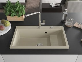 Mexen Omar, 1-komorový granitový drez 800x480x210 mm, chrómový sifón, béžová, 6520801005-69