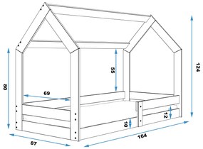 Domčeková posteľ DOMČEK (bez zásuvky) 160x80cm - Biela