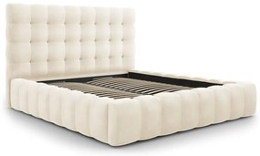 Béžová čalúnená dvojlôžková posteľ s úložným priestorom s roštom 200x200 cm Bali – Cosmopolitan Design