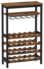 Viacúčelový regál na víno a poháre NAVARO hnedá/čierna