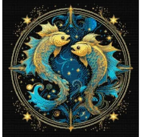 Gario Diamantové maľovanie Ryby/Pisces Rozmery: 50 x 50 cm, Rámovanie: S vnútorným rámom, Diamanty: Štvorcové