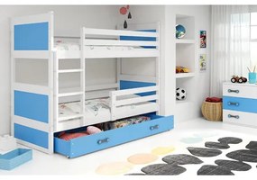 Detská poschodová posteľ RICO 190x80 cm Modrá Biela