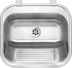 Deante Deante, nerezová výlevka 1-komorová s otvorom pre batériu, B/O 550x495x210, 2" + sifón, brúsená nerez, DEA-ZYK_010B