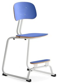 Školská stolička YNGVE, podnož s klzákmi, biela, modrá, V 520 mm