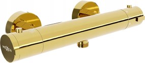 Mexen KAI, termostatická sprchová batéria so spodným 1/2" pripojením sprchy, zlatá lesklá, 77100-50