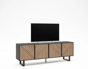 TV stolík v dekore duba v čierno-prírodnej farbe 161x55x35 cm Alana – Marckeric