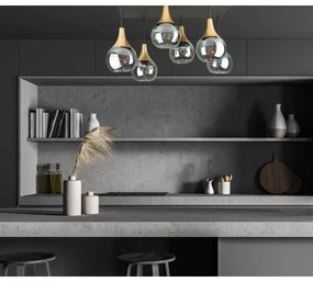 Prisadený luster SOMA 6xE27/60W/230V čierna/zlatá/dymová čierna
