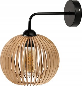 Nástenná lampa 1x E27 edison LED nad zrkadlo s dreveným tienidlom