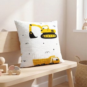 Goldea detská krepová obliečka na vankúš - bagre a stavebné autá 40 x 40 cm