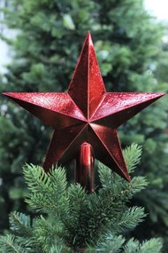 Červená plastová hviezda na špic 18cm