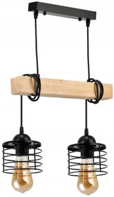 BERGE LED závesné stropné svietidlo drevený trám 2xE27 Loft Luster Spring