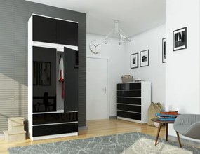 Skriňa s nadstavcom S 90 cm 2D 2SZ CLP čierna, lesk