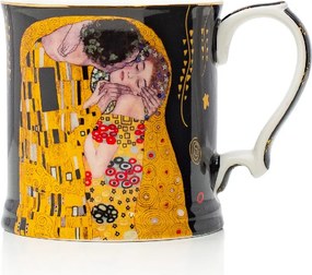 HOME ELEMENTS Porcelánový hrnček 360 ml, Klimt Bozk tmavý