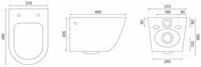 Rea Oliver, závesná WC misa Rimless s toaletným sedadlom s pomalým dopadom, biela, REA-C6509
