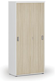 Skriňa so zasúvacími dverami PRIMO WHITE, 800 x 420 x 1781 mm, biela/dub prírodná