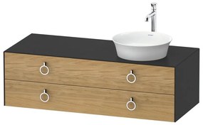 DURAVIT White Tulip závesná skrinka pod umývadlo na dosku vpravo, 2 zásuvky, 1300 x 550 x 408 mm, dub prírodný masív/grafit matný, WT4992RH558