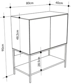 Komoda Houseland Amira 80 cm sivo-zelená