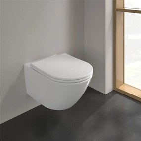 VILLEROY &amp; BOCH Universo TwistFlush Combi-Pack, závesné WC s TwistFlush + WC sedátko s poklopom SlimSeat Line, s QuickRelease a Softclosing, biela alpská, 4670T901