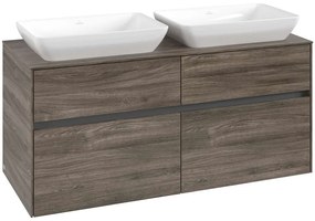 VILLEROY &amp; BOCH Collaro závesná skrinka pod dve umývadlá na dosku, 4 zásuvky, 1200 x 500 x 548 mm, Stone Oak, C11500RK