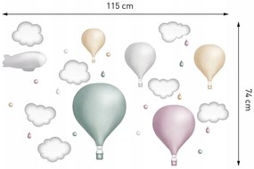Nálepky na stenu Balóny v tónovaných farbách 115x74