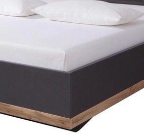 Sconto Posteľ s nočnými stolíkmi NEWTON tmavosivá/dub wotan, 160x200 cm