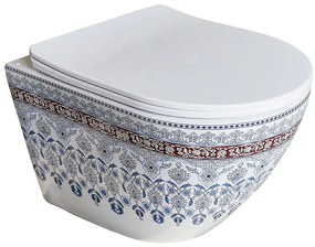 Závesná WC misa Alice Folklor s doskou volne padajúca