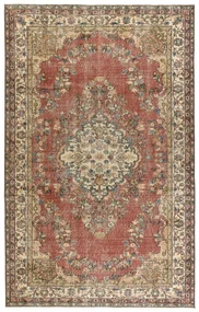 Ručne tkaný vlnený koberec Vintage 10175 rám / ornament, béžový / červený