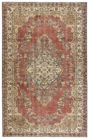 Ručne tkaný vlnený koberec Vintage 10175 rám / ornament, béžový / červený