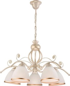 Luster na reťazi RETRO II 5xE27/60W/230V biela patina