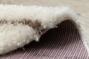 Koberec FLUFFY kruh shaggy pásky - krém / béžový