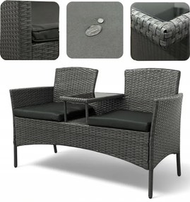 Záhradný ratanový set NM-03 - sivý + sivé vankúše