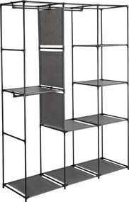 Textilná šatníková skriňa CELINA - 8 políc - antracit