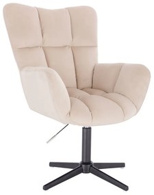 LuxuryForm DESIGN Otočné kreslo AURORA VELUR na čiernom kríži - krémové
