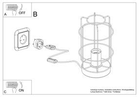 Stolná lampa Gotto, 1x drevené/čierne drôtené tienidlo