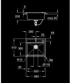 GROHE 31651AP0 - Kuchynský drez K700 560 × 510 mm granit/čierna